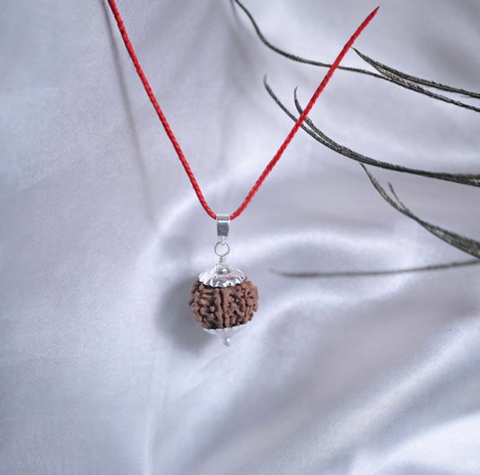 7 Mukhi Nepali Rudraksha Pendant with Red Thread | Certified & Energized