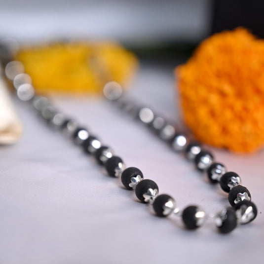 Silver Plated Natural Karungali Mala (Ebony Wood)