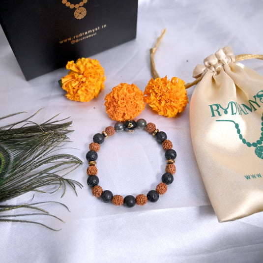 Rudraksha X Lava Beads Bracelet