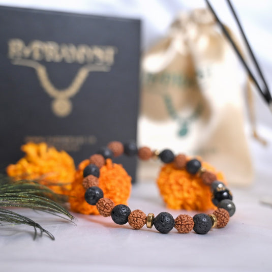 Rudraksha X Lava Beads Bracelet
